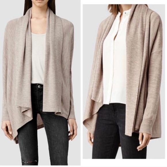All Saints Sweaters - All Saints Cream Waterfall Cardigan Small